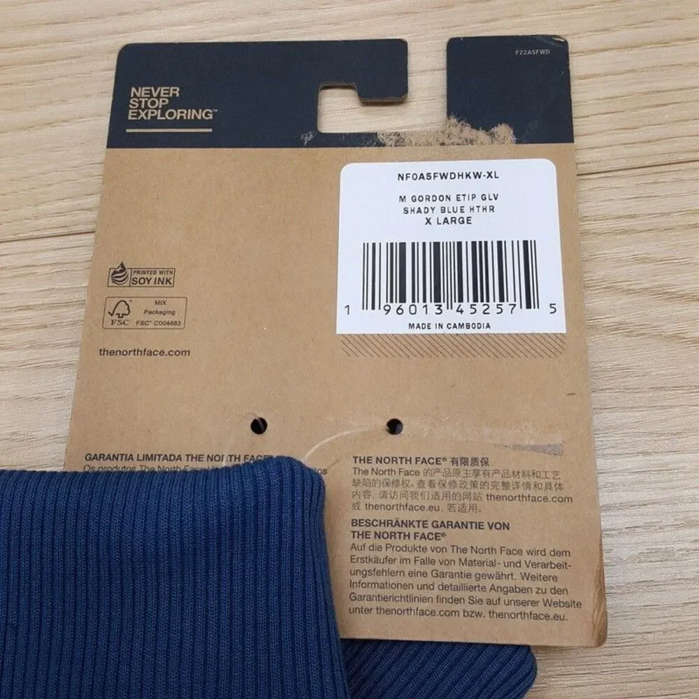 THE NORTH FACE Gloves Mens XL Blue Gordon Etip Fleece Lined Warm